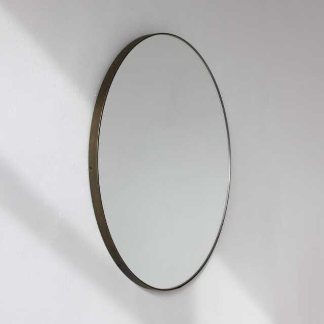 Orbis??? Minimalist Round Mirror With Handcrafted Bronze Patina Frame - Large, Xl - image 1