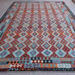 10x16 Oversized Area Rug, Afghan Hand Woven Boho Large Wool Living Room Bedroom Dining Table Carpet, Flatweave Kilim Rug - thumbnail 3