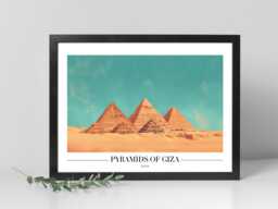 Pyramids Of Giza - Landscape - Abstract Art City Location Wall Print Gift Idea Bespoke Poster A5 A4 A3 Framed Or Unframed - thumbnail 1