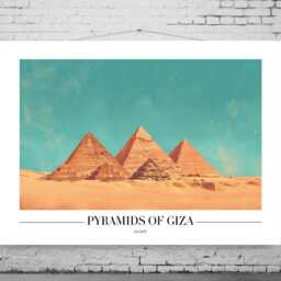 Pyramids Of Giza - Landscape - Abstract Art City Location Wall Print Gift Idea Bespoke Poster A5 A4 A3 Framed Or Unframed - thumbnail 2