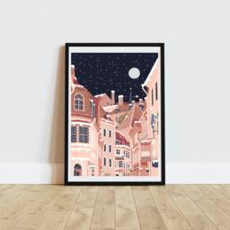 Tallinn Winter Scene Art Print Snowy Estonia Illustration - thumbnail 3