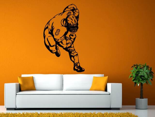 Football Player Running Ball American Sports Hero Wall Stickers Decals Vinyl Mural Decor Art L2107 - image 1