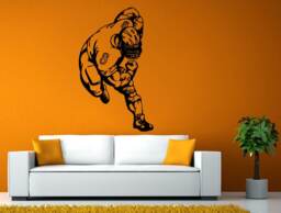 Football Player Running Ball American Sports Hero Wall Stickers Decals Vinyl Mural Decor Art L2107 - thumbnail 1