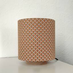 Table Lamp With A Contemporary Art Deco Tubular Base, Upholstered in Printed Cotton Fabric - Yellow, Pink, Red, Blue, Lilac, Grey, Black - thumbnail 2
