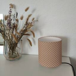 Table Lamp With A Contemporary Art Deco Tubular Base, Upholstered in Printed Cotton Fabric - Yellow, Pink, Red, Blue, Lilac, Grey, Black - thumbnail 3
