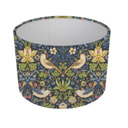 William Morris Strawberry Thief Lampshade, Table Lamp, Pendant Shade, Drum Shade, Home/Room Decor, Made in Uk, Custom, Crimson, Navy, Sky - thumbnail 3