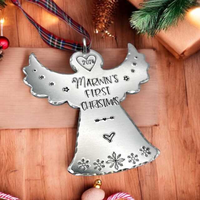 Personalized Angel Tree Ornament, Baby's First Christmas Custom Decoration - image 1