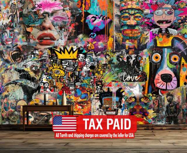 Street Art Graffiti Wallpaper Mural, Modern Urban Style, Peel & Stick - image 1