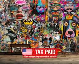 Street Art Graffiti Wallpaper Mural, Modern Urban Style, Peel & Stick - thumbnail 1