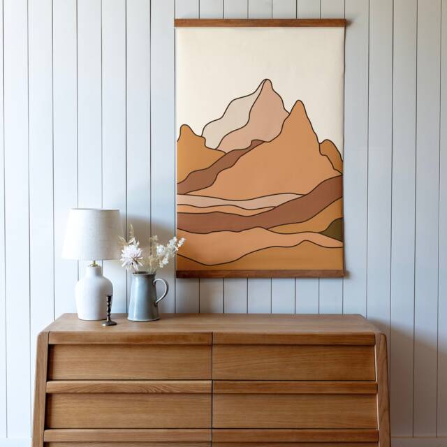 Boho Mountain Canvas Art Abstract Desert Tapestry Wall Hanging - 485 - image 1