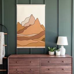Boho Mountain Canvas Art Abstract Desert Tapestry Wall Hanging - 485 - thumbnail 2