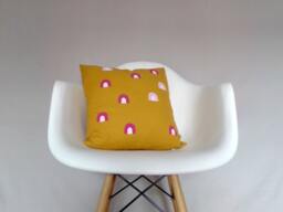 Mustard Linen Pink Fushsia White Pillow Cover Geometric Decorative Throw Cushion Bright Modern Decor Block Euro Lumbar Bedding Accent