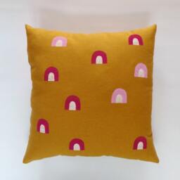Mustard Linen Pink Fushsia White Pillow Cover Geometric Decorative Throw Cushion Bright Modern Decor Block Euro Lumbar Bedding Accent - thumbnail 3