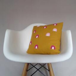 Mustard Linen Pink Fushsia White Pillow Cover Geometric Decorative Throw Cushion Bright Modern Decor Block Euro Lumbar Bedding Accent - thumbnail 2
