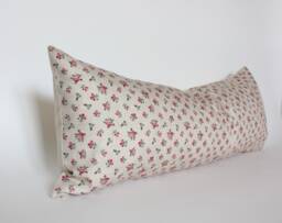 Discontinued ~ Tan Floral Pillow Cover, Small Print Pillow, Lumbar 12x20, Beige Cover -- Ioana - thumbnail 1
