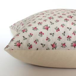 Discontinued ~ Tan Floral Pillow Cover, Small Print Pillow, Lumbar 12x20, Beige Cover -- Ioana - thumbnail 3