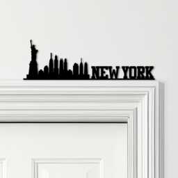 Door Topper New York Lettering & Skyline Various Colours Decorative Sign - Novelty Wall Decor, Frame Art, Art - thumbnail 1
