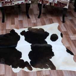 Small Black & White Cowhide Rug Natural Hair-On Leather Decor - 39 X 42 Inches - thumbnail 4