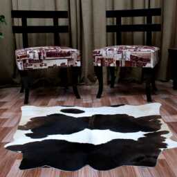 Small Black & White Cowhide Rug Natural Hair-On Leather Decor - 39 X 42 Inches - thumbnail 3