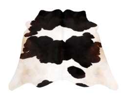 Small Black & White Cowhide Rug Natural Hair-On Leather Decor - 39 X 42 Inches - thumbnail 1
