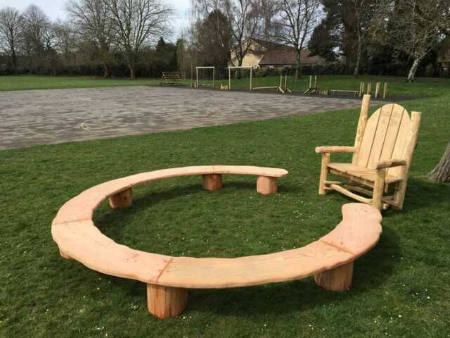 Handcrafted Wooden Story Circle Bench - Perfect For Outdoor Gatherings