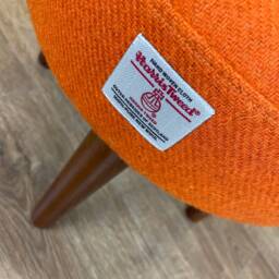 Orange Harris Tweed Footstool With Dark Varnished Wooden Legs - thumbnail 3