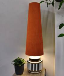 70cm Tall Burnt Orange Velvet Slim Cone Lampshade - thumbnail 1