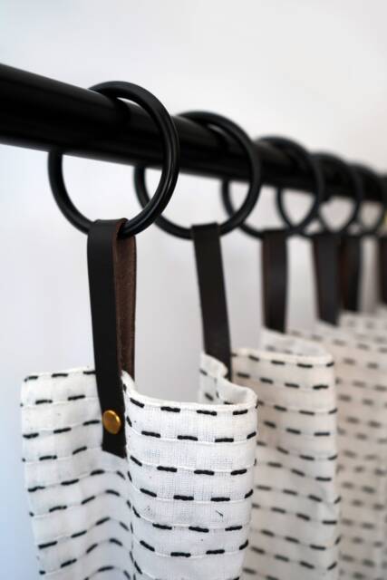 Metal Curtain Rod Rings With Leather Loops - Extend & Lengthen Curtains Smooth Glide Drapery Hardware O Modern Hanging [12Pk] - image 1
