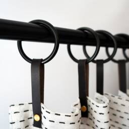 Metal Curtain Rod Rings With Leather Loops - Extend & Lengthen Curtains Smooth Glide Drapery Hardware O Modern Hanging [12Pk] - thumbnail 4
