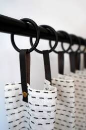 Metal Curtain Rod Rings With Leather Loops - Extend & Lengthen Curtains Smooth Glide Drapery Hardware O Modern Hanging [12Pk]