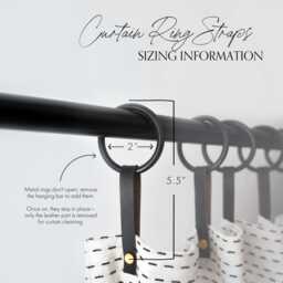 Metal Curtain Rod Rings With Leather Loops - Extend & Lengthen Curtains Smooth Glide Drapery Hardware O Modern Hanging [12Pk] - thumbnail 2