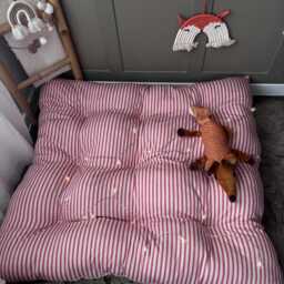 striped Linen Kids Floor Cushion Tufted Reading Nook Pillow - thumbnail 2