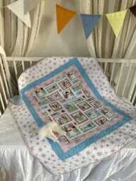 Handmade Christmas Baby Quilt 38.5 X 45.5 In, Winter Crib Blanket, Snowman Nursery Quilt, Holiday Wholecloth Panel