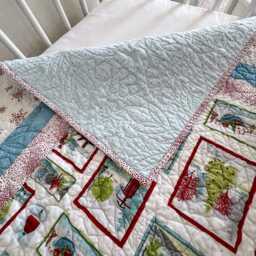 Christmas Baby Quilt 35 X 43 In, Snowman Crib Quilt, Winter Nursery Blanket, Handmade Cotton - thumbnail 3