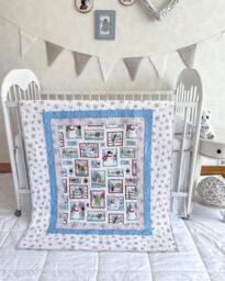 Christmas Baby Quilt 35 X 43 In, Snowman Crib Quilt, Winter Nursery Blanket, Handmade Cotton