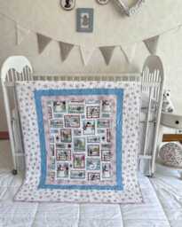 Christmas Baby Quilt 35 X 43 In, Snowman Crib Quilt, Winter Nursery Blanket, Handmade Cotton - thumbnail 1