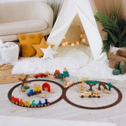 Natural Woodland Animals & Car Toy Set Handmade Hardwood Children's Unique Gifts For Kids Montessori Toys 2 Year Old Boy - thumbnail 4
