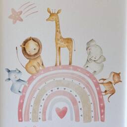 Jungle Safari Personalised Name Print - Rainbow Nursery Print Nursery New Baby Gift Initial Baby Girl Gift - thumbnail 2