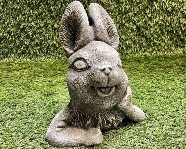 Large Concrete Rabbit Resting Ornament Sculpture Outdoor Garden Frost Protected - image 1