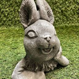 Large Concrete Rabbit Resting Ornament Sculpture Outdoor Garden Frost Protected - thumbnail 3