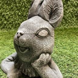 Large Concrete Rabbit Resting Ornament Sculpture Outdoor Garden Frost Protected - thumbnail 2
