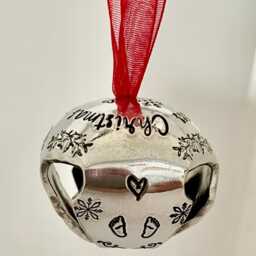 Hand Crafted Christmas Bell Ornament Personalized Jingle Gift - thumbnail 2