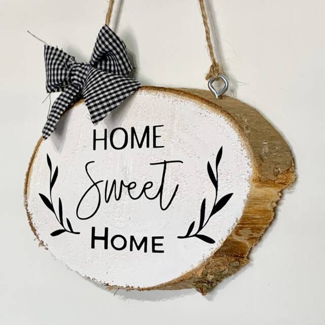 Rustic Wooden Slice Sign - Farmhouse Home Sweet Home, Housewarming Gift - image 1