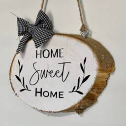 Rustic Wooden Slice Sign - Farmhouse Home Sweet Home, Housewarming Gift - thumbnail 2