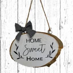 Rustic Wooden Slice Sign - Farmhouse Home Sweet Home, Housewarming Gift - thumbnail 3