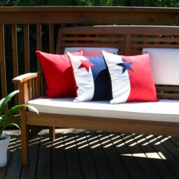 Nautical Sunbrella?? Outdoor Pillow Cover in Red, White & Navy Blue & Star Accent, Decorative Cushion Covers For Porch/Patio Chairs - thumbnail 2