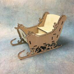 Wooden Sleigh Festive Ornament Christmas Home Decor Gift Mdf Crafts Diy - thumbnail 1