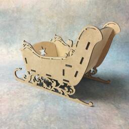 Wooden Sleigh Festive Ornament Christmas Home Decor Gift Mdf Crafts Diy - thumbnail 2