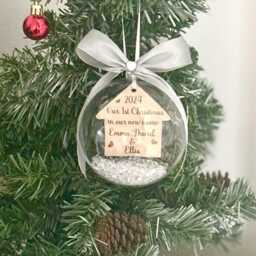 Personalised Bauble , Tree Bauble Decoration Our New Home, Christmas Gift Plastic Bauble, First in Your Home, Any Text - thumbnail 3