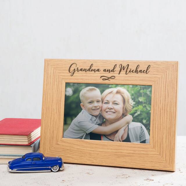 Personalised Engraved Wooden Photo Frame - Mothers Day Gift For Grandma Birthday Nan From Grandchildren Keepsake Picture - image 1